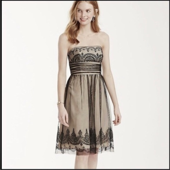 David's Bridal Mesh Beaded Prom Dress 12 Gorgeous Tulle Caviar Embellished Party - Picture 14 of 15